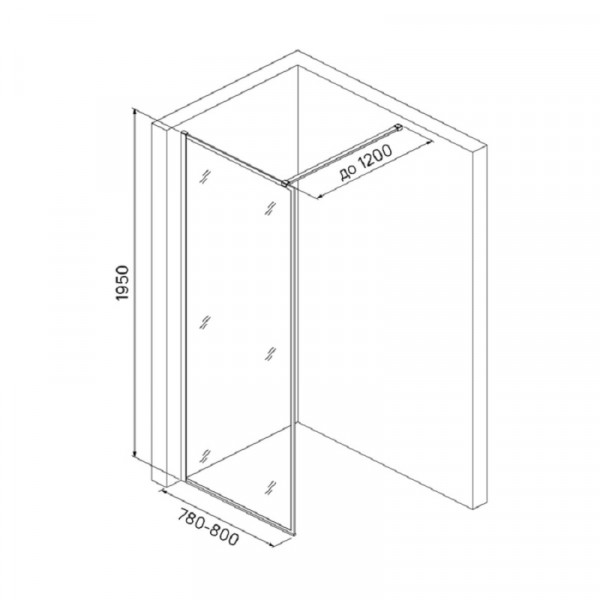 

душевое ограждение walk in, черный 80x195 sli8bs8i23