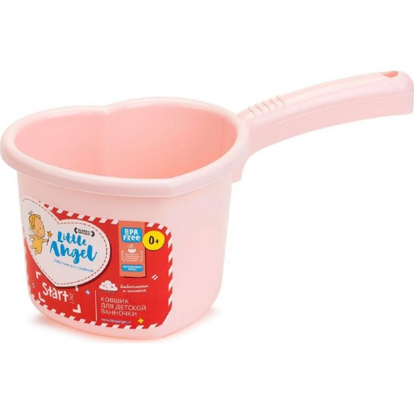 ковшик для детской ванночки 1.5л start little angel пластик розовый пастельный la1022rs
