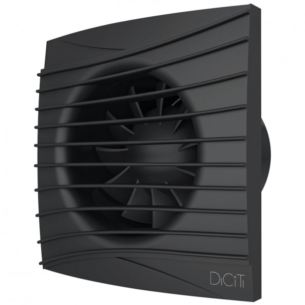 Фото Вентилятор вытяжной осевой накладной 100мм silent 4c matt black черный мат, с обр.клап., diciti