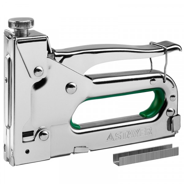 Фото Степлер мебельный 4 в 1 для скоб и гвоздей тип 140, 300, 28, 500 (6-14мм) stayer master 31508_z02