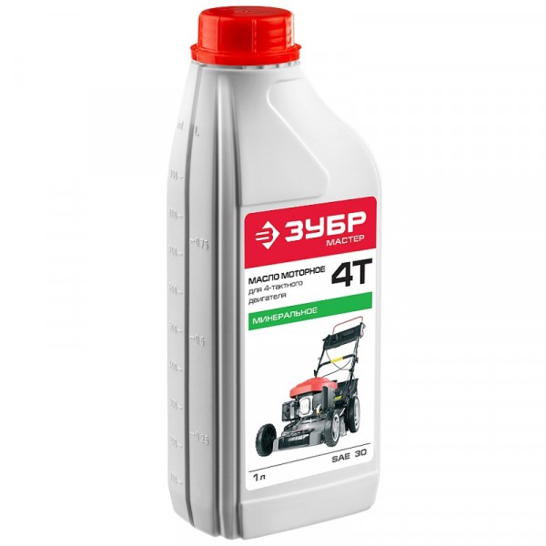 Фото Масло для 4-х тактных  двигателей, зубр, для 4-х тактных двигателей, минеральное, класс sae 30, 1л з
