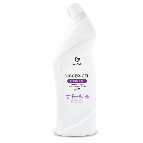 

средство для прочистки канализационных труб 1л "digger-gel" professional grass щелочное 125569
