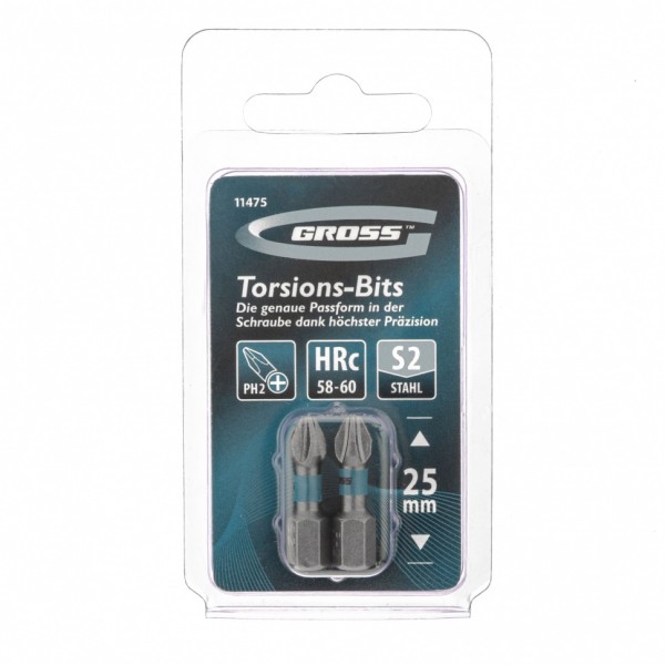 Фото Набор бит торсионных (2 шт; ph2x25 мм) для ударных шуруповертов gross 11475