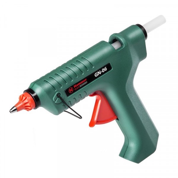 

пистолет для горячего склеивания hammer flex gn-06 80 (15) вт 22г/мин диаметр 11,2 мм, кейс, насадки