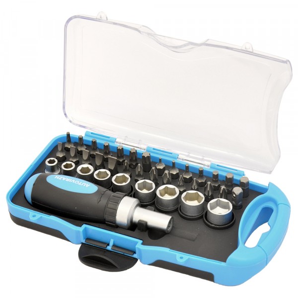 

набор инструмента 38 предметов, 1/4"dr, crv, autovirazh av-212038