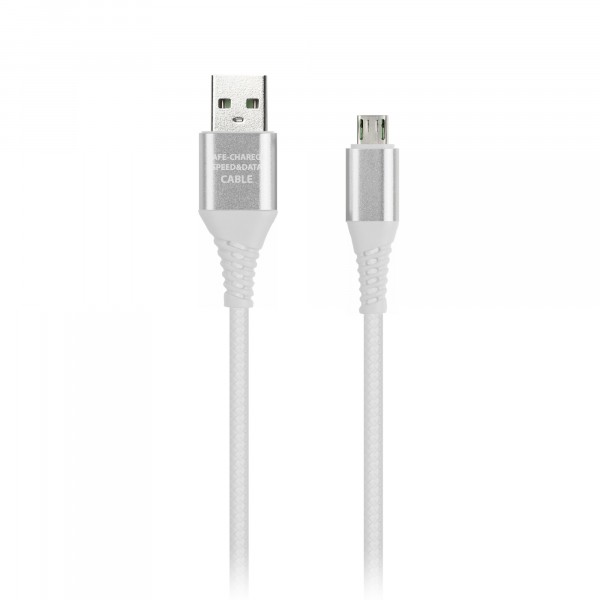 Фото Кабель usb/microusb 1м, 2а, мет.наконечник, белый, smartbuy, ik-12ergbox white