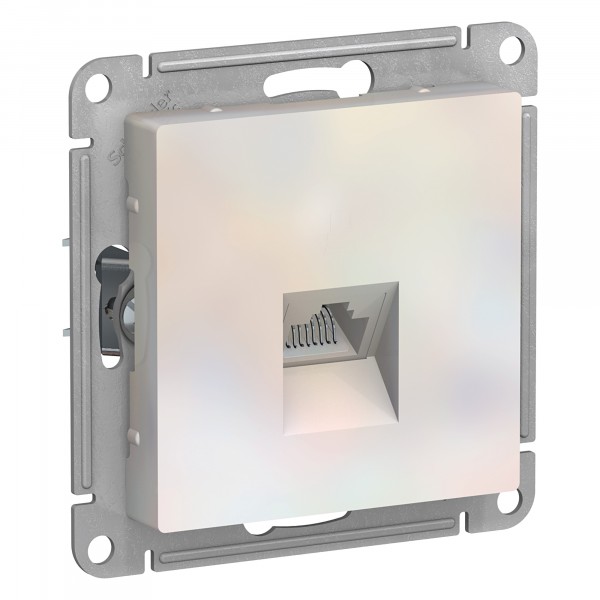 розетка компьютерная rj45 se atlasdesign скрытая без заземления, без рамки, жемчуг, atn000483