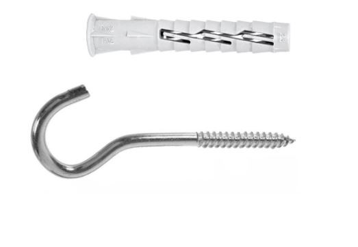 Дюбель универсальный vz нейлон 8x52 с шурупом-крюк  (4 шт) -пакет tecfi