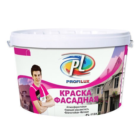 Фото Краска profilux pl-112a акриловая фасадная супербелая 3кг