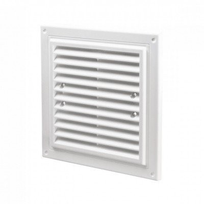 Фото Решетка вентиляционная пвх 150*150мм без фланца, белая с моск.сеткой, дв 150*150с, домовент