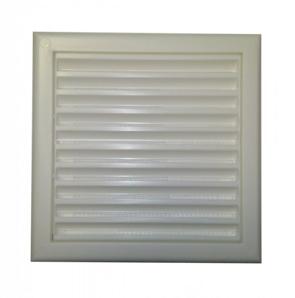 Фото Решетка вентиляционная пвх 154*154мм (фланец 110*110мм) белая с моск.сеткой, mb 100 с, вентс