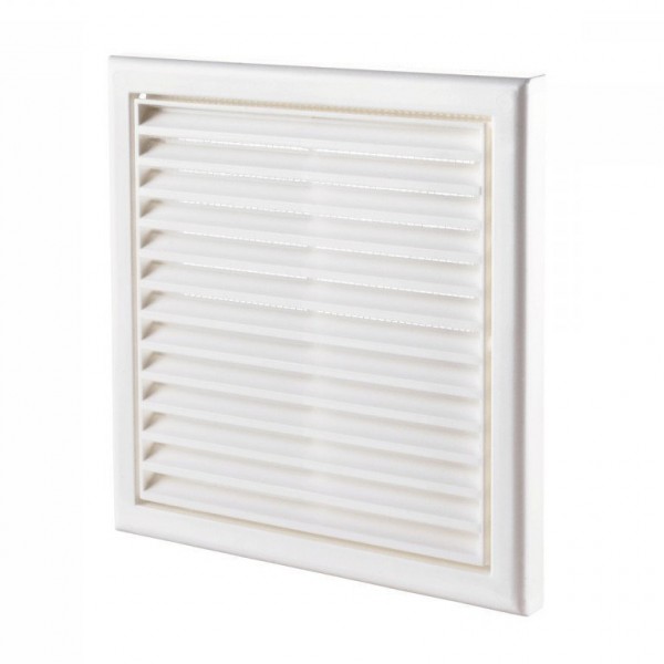 Фото Решетка вентиляционная пвх 250*250мм без фланца, белая с моск.сеткой, дв 250*250с, домовент