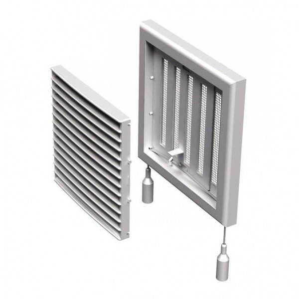 Фото Решетка вентиляционная пвх 154*154мм (фланец 110*110мм) бел, антимоск.с рег.потока, mb 101 рс, вентс