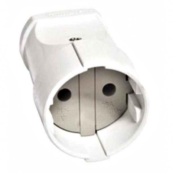 Фото Штепсель б/з 10а белый универсал а115