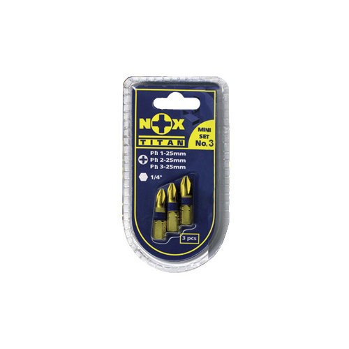 Фото Набор бит 3шт ph-1,2,3-25мм nox titan 556663