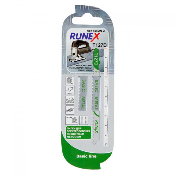 Фото Набор пилок для лобзика 2шт по металлу t127d 100*75мм runex 555008-2