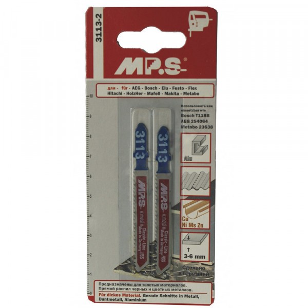 Фото Набор пилок для лобзика 2шт по металлу mps 3113-2