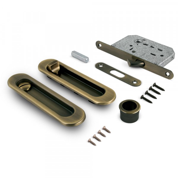 Ручки с замком palladium 01bk ab (овальная ручка) для раздвижных дверей