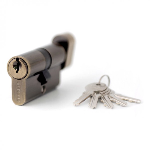 Фото Механизм цилиндровый фз  e al 60 ключ/вертушка ab(античная бронза)