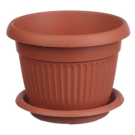 Фото Горшок для цветов  d12см 0,6л с поддоном терракотовый