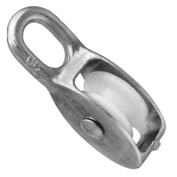 Фото Блок для троса одинарный оцинк. (нейлон.шкив) 20мм (1 шт)