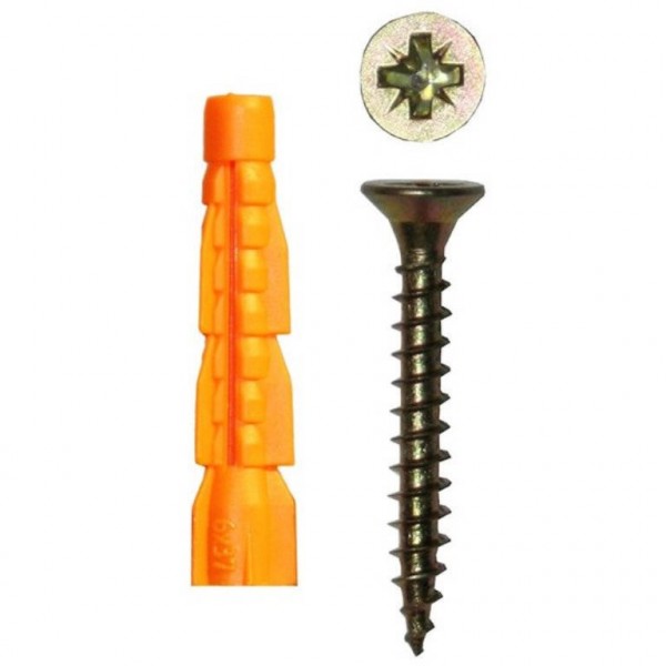 Фото Саморез шуж 4,0х50 пот. гол. + дюбель унив 6х37 (16 шт)