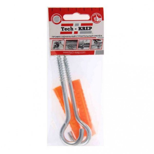 Фото Шуруп-полукольцо 6х60 с унив. дюбелем 10,0х61 (2 шт)  пакет tech-krep