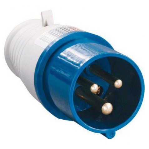 Фото Вилка электрическая с заземлением 32a прямая 2р+ре, ip44 (пластик), иэк, psr01-032-3
