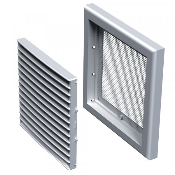 Фото Решетка вентиляционная пвх 154*154мм (фланец 110*110мм) белая с моск.сеткой, mb 101 с, вентс