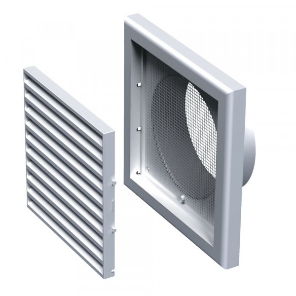 Фото Решетка вентиляционная пвх 186*186мм (фланец д=125мм) бел, антимоск.с рег.потока, mb 120 вс, вентс