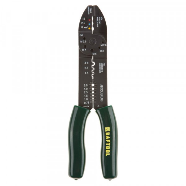 Фото Электропассатижи 235мм съемник 0,8-2,6 мм, кусачки, обжим наконечников, винторез, expert kraftool 22