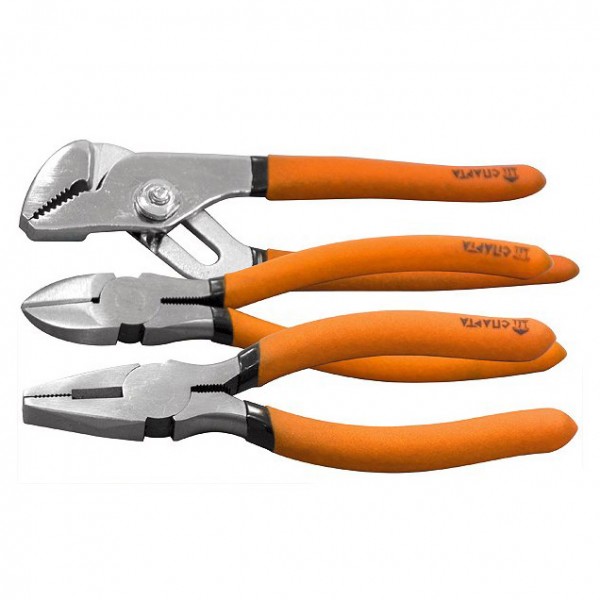 Набор губцевого инструмента из 3-х предметов №2 (плоскогубцы, бокорезы, клещи перестав.) sparta 1354