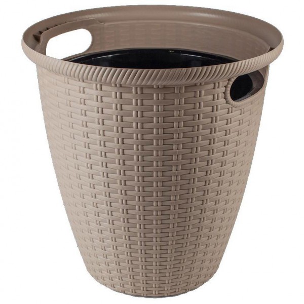 Фото Кашпо напольное ротанг d380мм/30л с внутренним горшком 16л шоколадный
