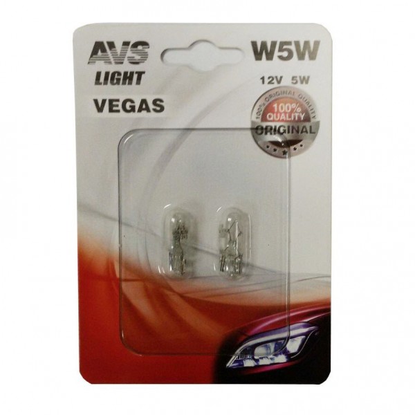 Фото Лампа автомобильная avs vegas 12v. w5w (w2,1x9,5d) 2шт a78478s