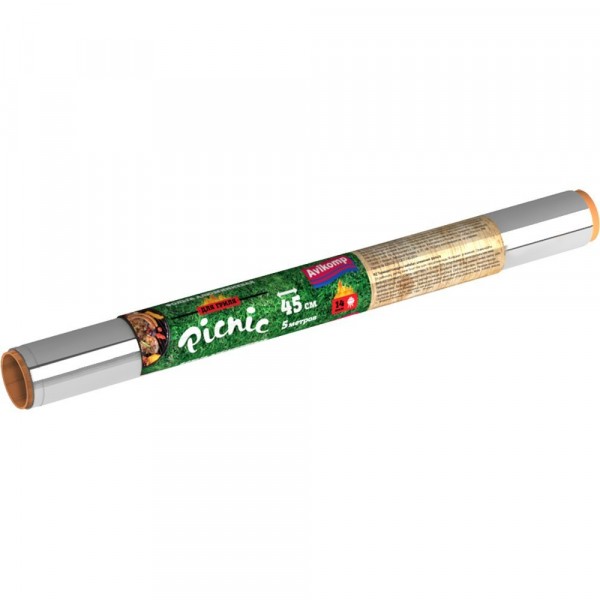 Фольга алюминиевая 5м 14 мкм в термоупаковке, для гриля широкая av avikomp picnic