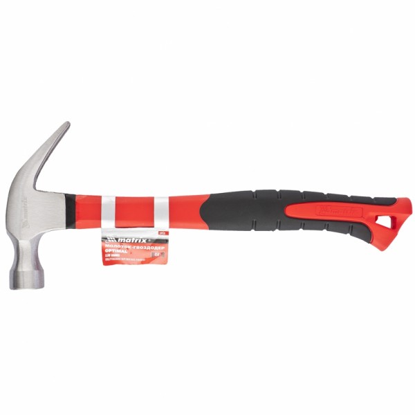 Фото Молоток-гвоздодер 450г фиберглассовая ручка  optimal matrix 10456