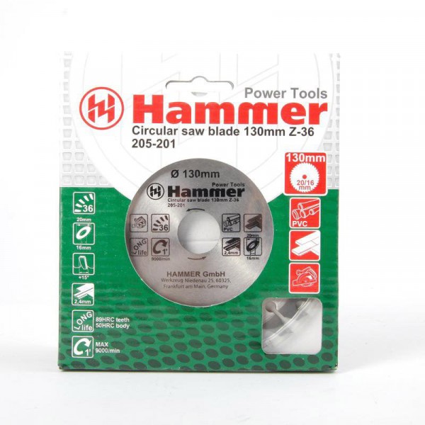 Фото Диск пильный по ламинату 130*36зуб*20/16мм csb pl hammer flex 205-201