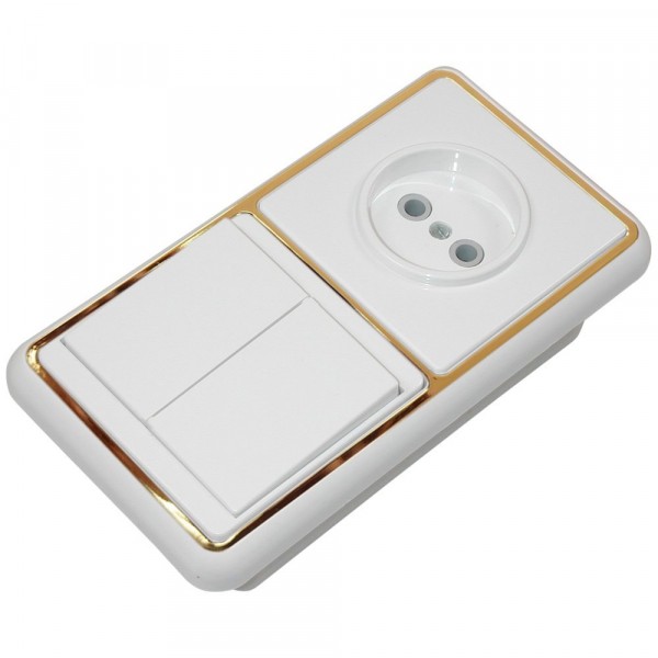 Фото Блок 2кл+розетка белла б/з с/у бквр-038з