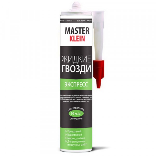 Клей жидкие гвозди master klein экспресс, прозрачный, картридж 310мл /260гр.
