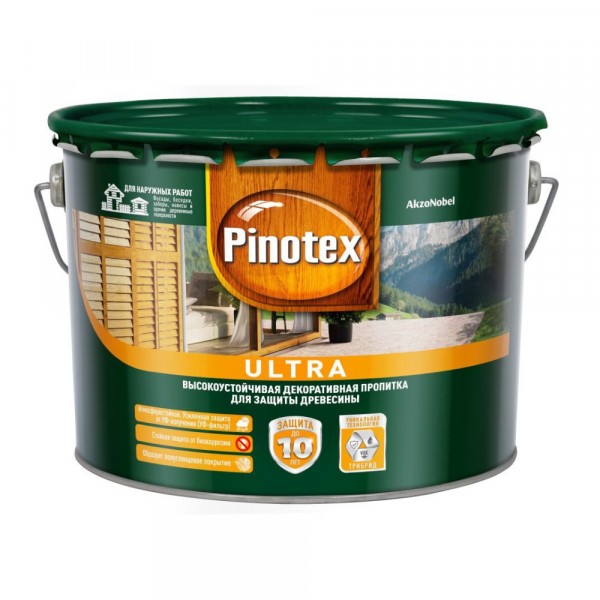 

влагостойкая лазурь для дерева pinotex ultra рябина 9л