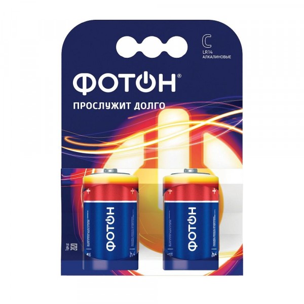 Фото Батарейка средняя c алкалиновая фотон, 2шт