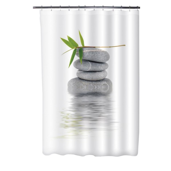 Фото Шторка д/ванной бамбук на камне + набор колец ph55 200*210