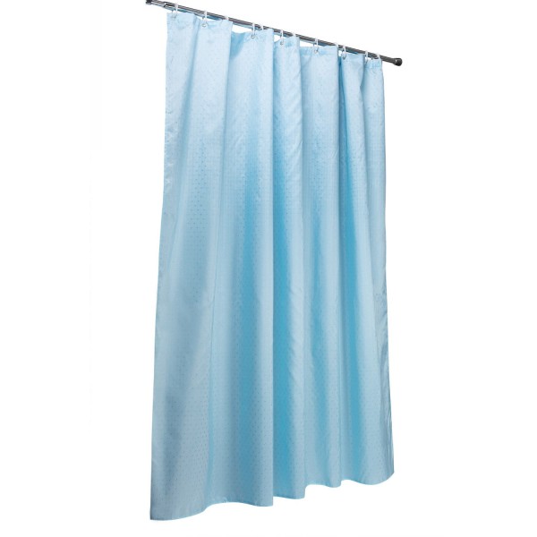 Фото Шторка д/ванной жаккард голубая + набор колец 001-f 200*210