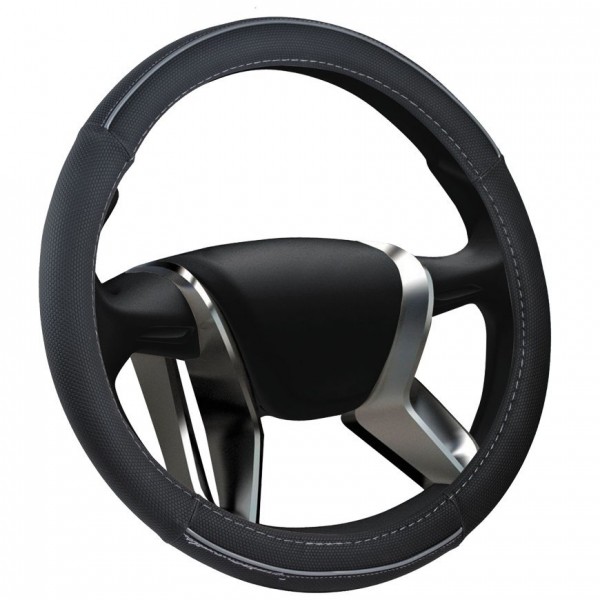 Оплетка на руль автомобиля, черная, размер m (37-39см) объемный винил azard opla0113