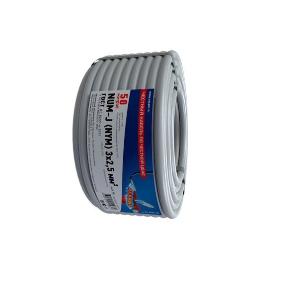 

кабель электрический nym 3*2,5мм (50м) гост, rexant