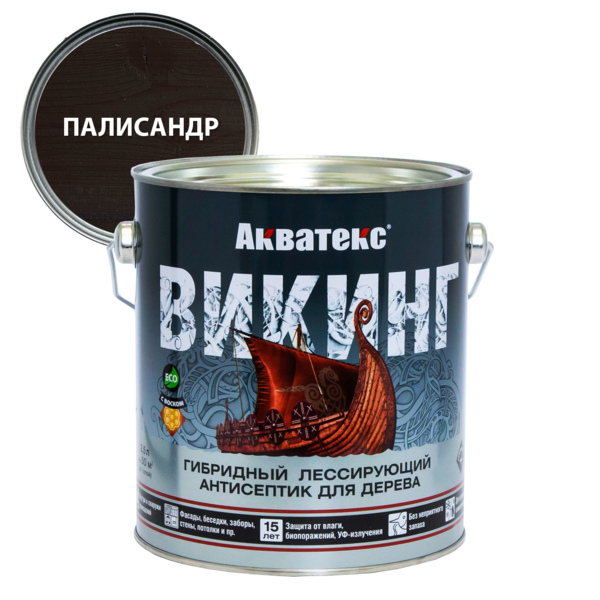 Фото Антисептик акватекс викинг для дерева палисандр 2,5л