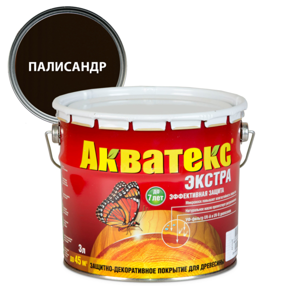 Фото Защитно-декоративное покрытие акватекс экстра палисандр 3л