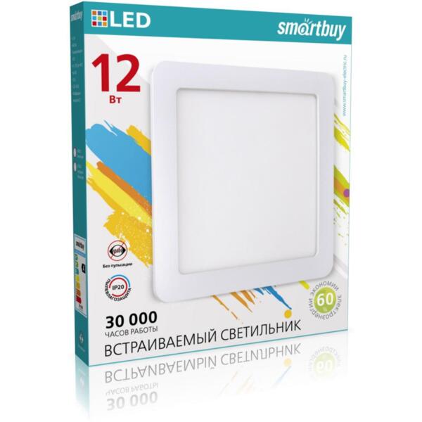 

светильник светодиодный smartbuy 12вт 220в 6500к 5лм 170мм ip20 sbl-dlsq-12-65k