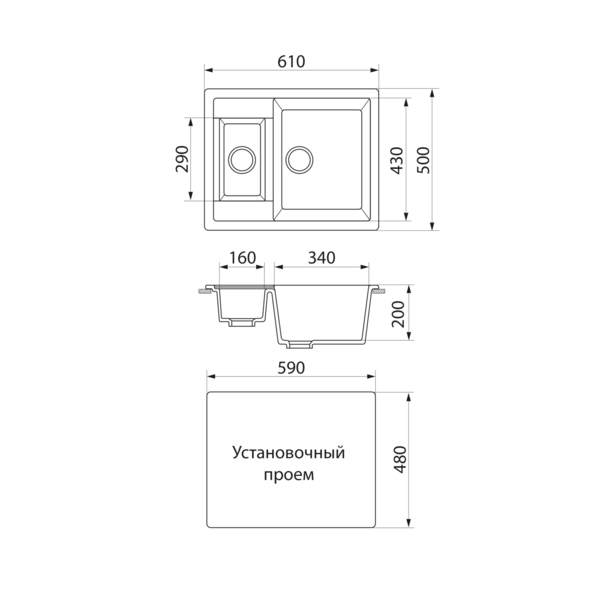 Фото Мойка кухонная мраморная greenstone 61x50 grs-21-310 серый