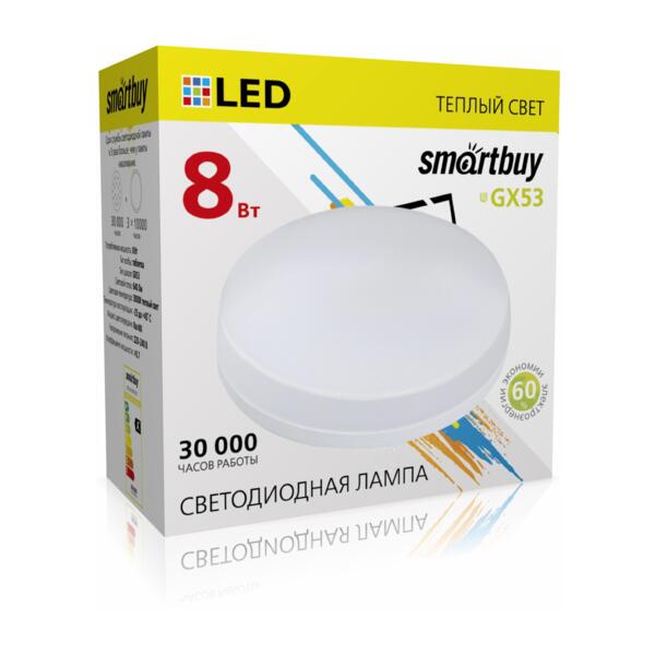 

лампа светодиодная smartbuy led sbl-gx-8w-3k gx5.3 дисковая 8вт 3000к